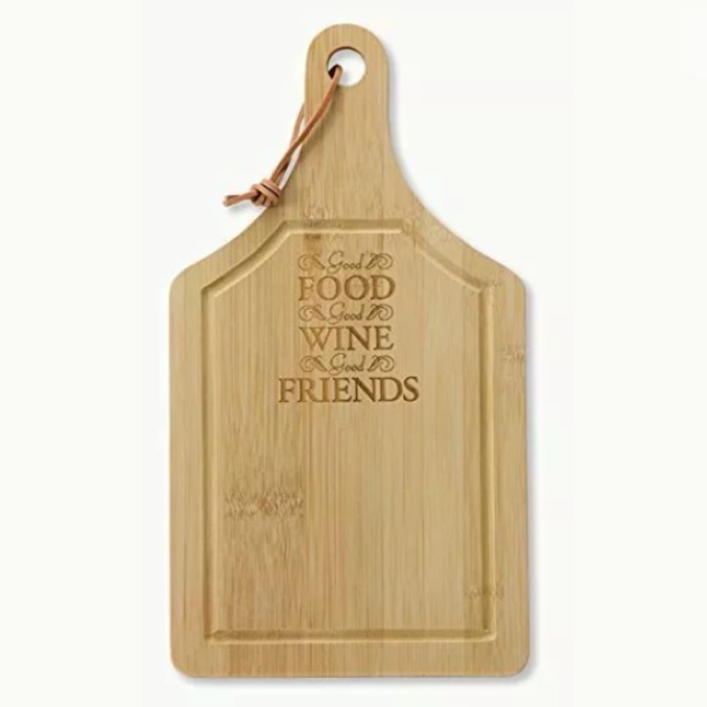 Bamboo Cutting Board Good Food Wine Good Friends